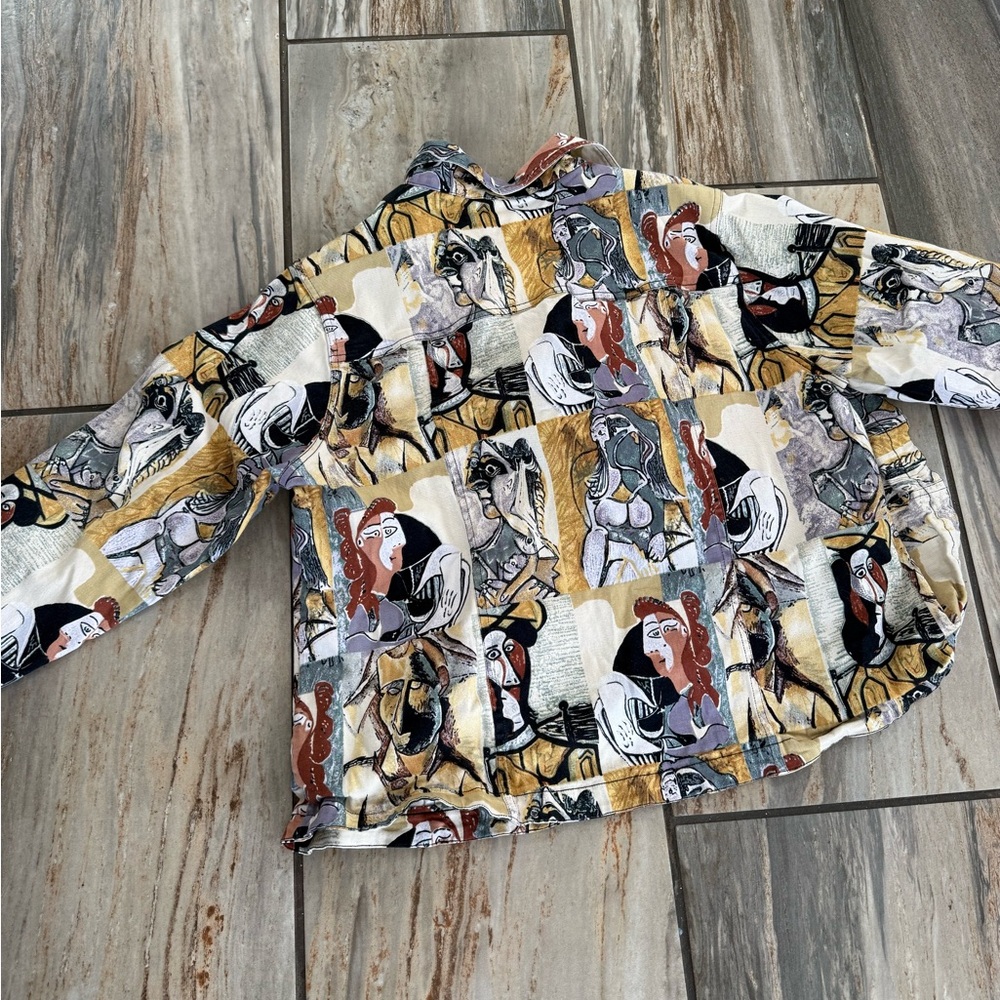 Abstract Print Button Down Shirt - image 7